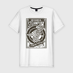 Футболка slim-fit Mechanical Steampunk Стимпанк Дино Z, цвет: белый