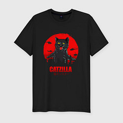 Футболка slim-fit КОТЗИЛЛА CATZILLA, цвет: черный