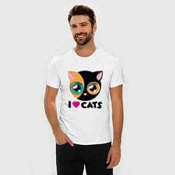 Футболка slim-fit I Love Cats, цвет: белый — фото 2