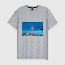 Мужская slim-футболка Лунный пляж