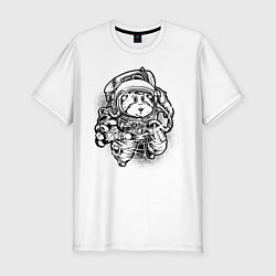 Футболка slim-fit Хомяк космонавт, цвет: белый
