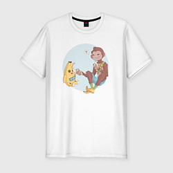 Мужская slim-футболка Манки и Банан