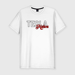 Футболка slim-fit TESLA MOTORS ТЕСЛА, цвет: белый