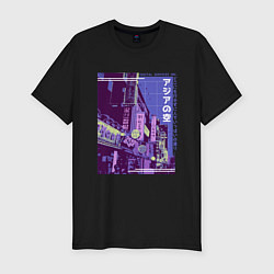 Футболка slim-fit Neon Asian Street Vaporwave, цвет: черный