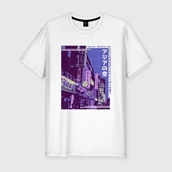 Мужская slim-футболка Neon Asian Street Vaporwave