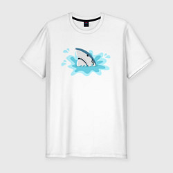 Мужская slim-футболка Акула в воде