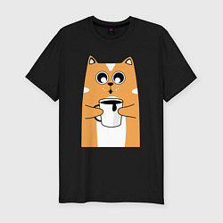 Футболка slim-fit Милый кот, цвет: черный