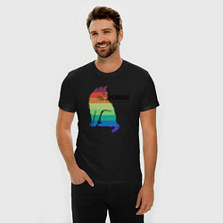 Футболка slim-fit Rainbow Cat, цвет: черный — фото 2