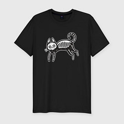 Футболка slim-fit Skeleton Cat, цвет: черный