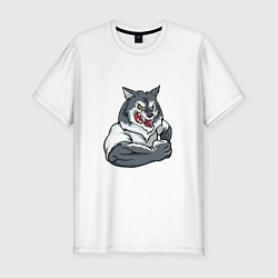 Мужская slim-футболка Серый волк