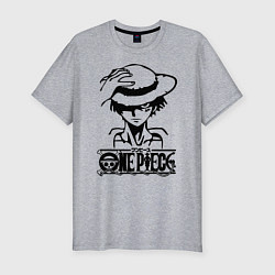 Футболка slim-fit Луффи пират Соломенной шляпы, цвет: меланж