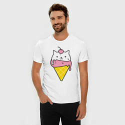 Футболка slim-fit Ice Cream Cat, цвет: белый — фото 2