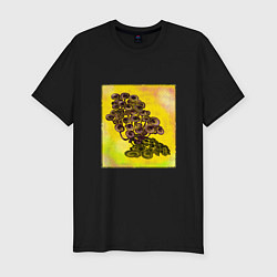 Футболка slim-fit Психоделические грибы, цвет: черный