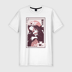 Мужская slim-футболка Незуко спит клинок демонов
