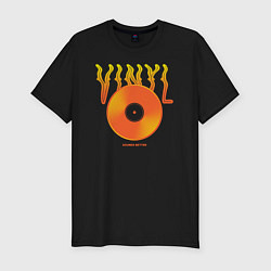 Мужская slim-футболка Vinyl sounds better