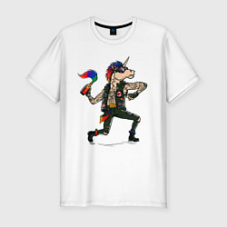Футболка slim-fit Единорг Панк, цвет: белый