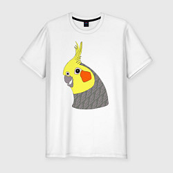 Мужская slim-футболка Попугай корелла портрет