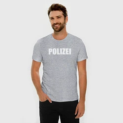 Футболка slim-fit POLIZEI Полиция Надпись Белая, цвет: меланж — фото 2