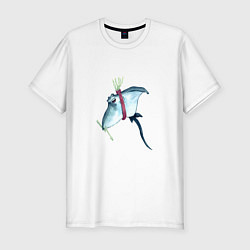 Футболка slim-fit Электрический скат с молниями, цвет: белый