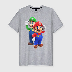Футболка slim-fit Mario Bros, цвет: меланж