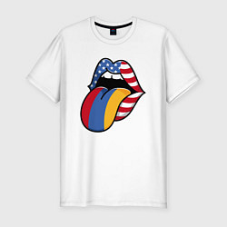 Футболка slim-fit Армения - США, цвет: белый