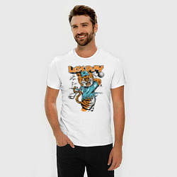Футболка slim-fit Тигр игрок в гольф, цвет: белый — фото 2