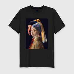 Мужская slim-футболка Ян Вермеер, Девушка с жемчужной сережкой