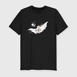 Футболка slim-fit Halloween bat черный, хлопок, цвет: черный