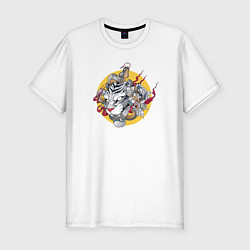 Футболка slim-fit Japanese tiger with snake, цвет: белый