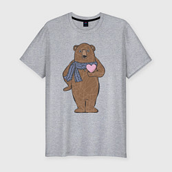 Мужская slim-футболка Медвежий романтик