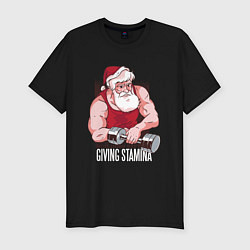 Мужская slim-футболка Санта качок