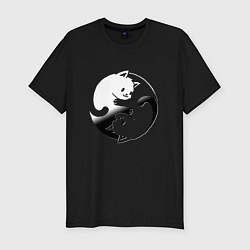 Футболка slim-fit ИНЬ ЯНЬ КОТИКИ, ЧЁРНО БЕЛОЕ, цвет: черный