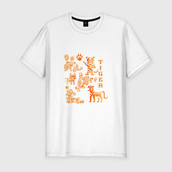 Мужская slim-футболка Tiger Тигр Этно