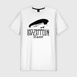 Мужская slim-футболка Дирижабль Led Zeppelin с лого участников