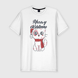 Футболка slim-fit Christmas Cat, цвет: белый