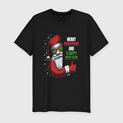 Мужская slim-футболка Merry Christmas and Happy New Year!