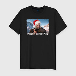Футболка slim-fit Ведьмак merry christmas, цвет: черный