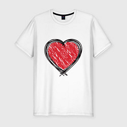 Футболка slim-fit Doodle Heart, цвет: белый