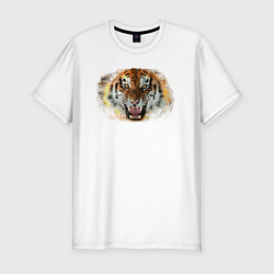 Футболка slim-fit Пламенный тигр, цвет: белый