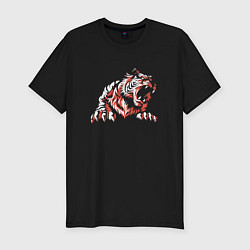 Футболка slim-fit Тигр злой Tiger evil, цвет: черный