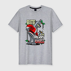 Футболка slim-fit Bite my merry xmASS, цвет: меланж