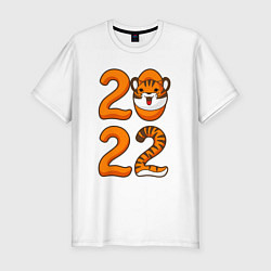 Футболка slim-fit Тигр 2022, цвет: белый