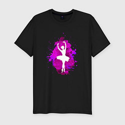 Футболка slim-fit Балерина, силуэт в красках, цвет: черный