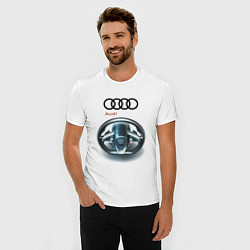 Футболка slim-fit Audi - car steering wheel, цвет: белый — фото 2