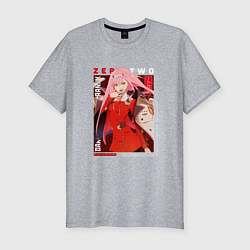 Футболка slim-fit Zero Two с надписями, Darling in the Franxx Милый, цвет: меланж