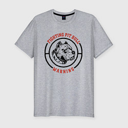 Футболка slim-fit Caution! A fighting pit bull!, цвет: меланж