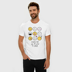 Футболка slim-fit Have a fun time - emoji, цвет: белый — фото 2