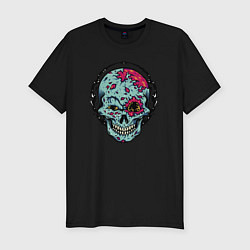 Футболка slim-fit Cool skull! Grin!, цвет: черный