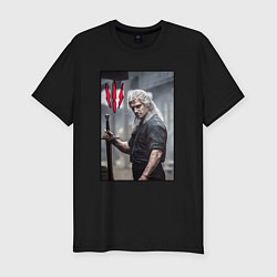 Футболка slim-fit The Witcher Ведьмак, Геральт с мечом, цвет: черный