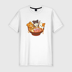 Футболка slim-fit Kawaii Cat Ramen, цвет: белый